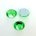 Plastic Flat Back Foiled Rose Cut Rhinestone - Round 15MM PERIDOT