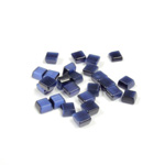 Fiber-Optic Flat Back Buff Top Straight Side Stone - Square 04x4MM CAT'S EYE BLUE