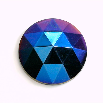 Glass Flat Back Rauten Rose - Round 25MM IRIS BLUE Coated