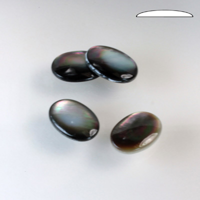 Shell Flat Back Cabochon - Oval 14x10MM BLACK TAHITI PEARL