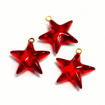 Plastic Pendant - Star with Brass Loop 15MM GARNET