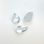 Plastic Flat Back 2-Hole Foiled Sew-On Stone - Pear 16x9MM CRYSTAL