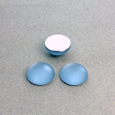 Plastic Flat Back Foiled Cabochon - Round 13MM MATTE LIGHT SAPPHIRE