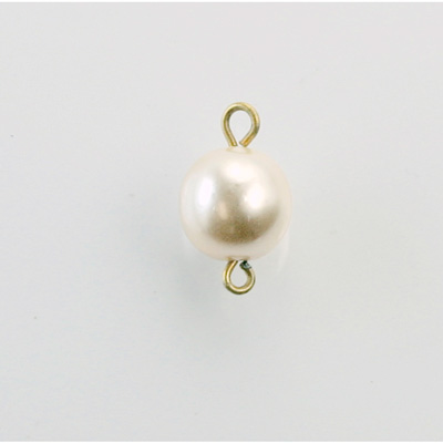 Czech Glass Pearl Bead with 2 Brass Loops - Round 10MM WHITE