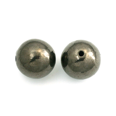 Metalized Plastic Smooth Bead - Round 16MM HEMATITE