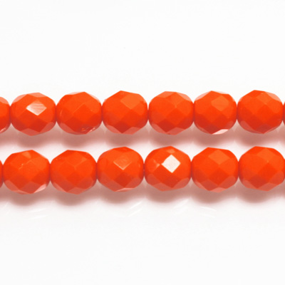 Czech Glass Fire Polish Bead - Round 08MM ORANGE