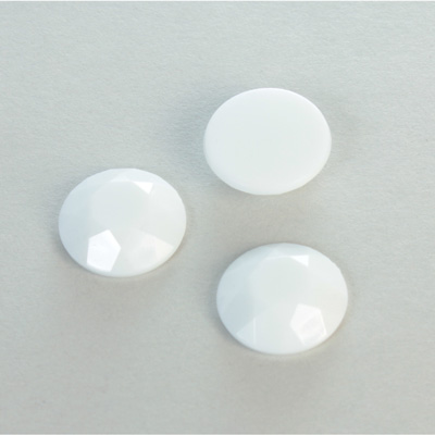 Plastic Flat Back Rose Cut Rhinestone - Round 15MM CHALKWHITE