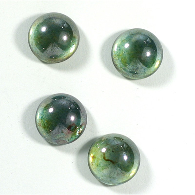 Glass Medium Dome Coated Cabochon - Round 13MM LUSTER GREEN