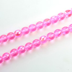 Czech Pressed Glass Bead - Smooth Round 06MM COATED PINK RAINBOW