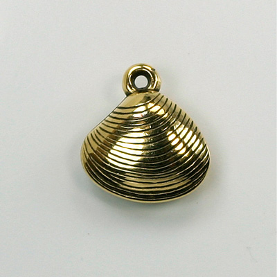 Metalized Plastic Pendant- Shell 19x17MM ANT GOLD