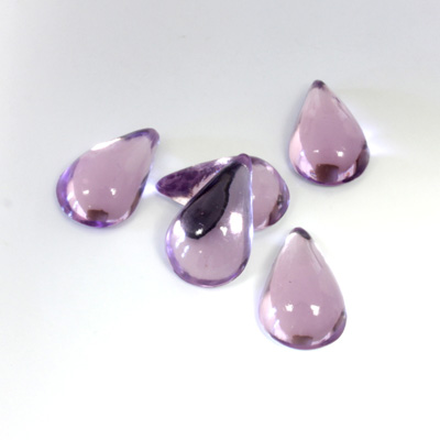 Plastic Flat Back Foiled Cabochon - Pear 13x9MM LT AMETHYST