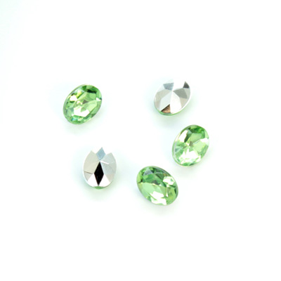 Plastic Point Back Foiled Stone - Oval 08x6MM PERIDOT