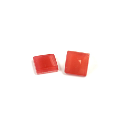 Glass Low Dome Buff Top Cabochon - Square 08x8MM CORNELIAN