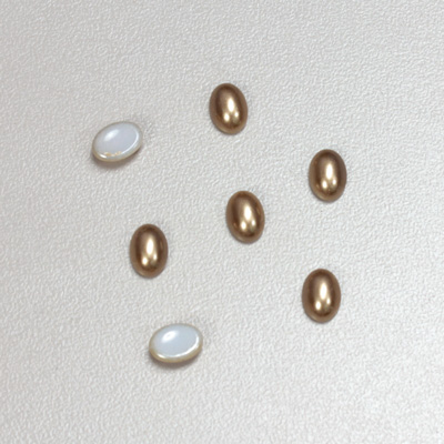 Glass Medium Dome Cabochon Pearl Spray Finish - Oval 07x5MM LT BROWN