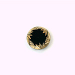 Glass Flat Back Engraved Intaglio - Round 13.5MM GOLD on JET