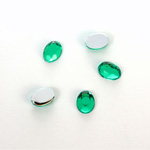 Plastic Flat Back Foiled Rose Cut Rhinestone - Oval 08x6MM EMERALD