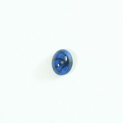 Glass Medium Dome Lampwork Cabochon - Oval 08x6MM SWIRL BLUE (02953)