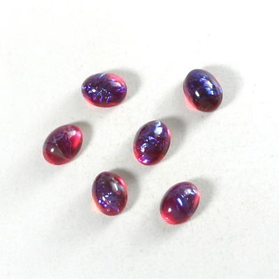 Glass Medium Dome Lampwork Cabochon - Oval 08x6MM MEXICAN OPAL (03560)