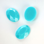 Plastic Flat Back Rose Cut Rhinestone - Oval 18x13MM TURQUOISE