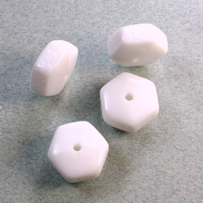 Plastic Bead - Opaque Color Smooth Hexagon15MM CHALKWHITE