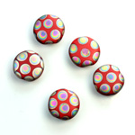 Pressed Glass Peacock Bead - Round 11MM MATTE RED