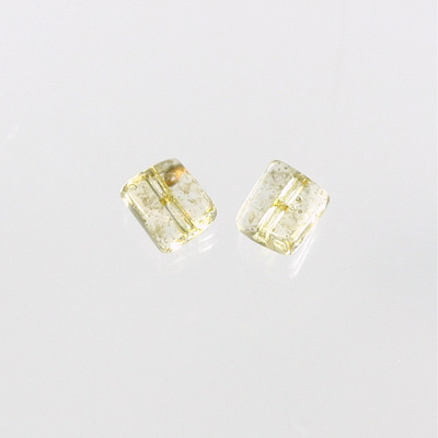 Plastic Bead - Twisted Rectangle 10x8MM GOLD DUST on CRYSTAL