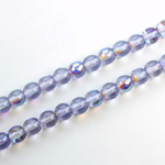 Czech Pressed Glass Bead - Smooth Round 06MM COATED VIOLET RAINBOW