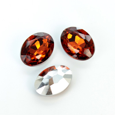 Plastic Point Back Foiled Stone - Oval 18x13MM SMOKE TOPAZ