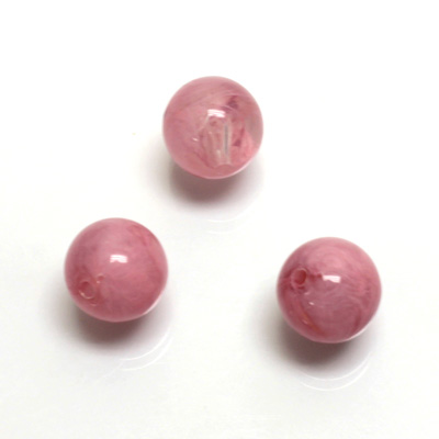 Plastic  Bead - Mixed Color Smooth Round 12MM DK ROSE QUARTZ