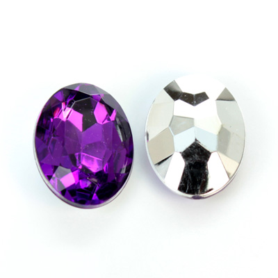 Plastic Point Back Foiled Stone - Oval 25x18MM AMETHYST