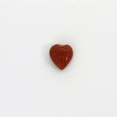 Gemstone Flat Back Carved Scarab - Heart 09x8MM RED JASPER