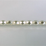 Czech Glass Pearl Faceted Fire Polish Bead - Oval 07x5MM WHITE 70401