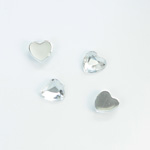 Plastic Flat Back Foiled Rose Cut Rhinestone - Heart 08MM CRYSTAL