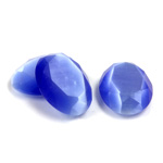 Fiber-Optic Flat Back Stone with Faceted Top and Table - Oval 18x13MM CAT'S EYE LT BLUE