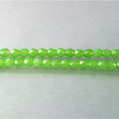 Czech Glass Fire Polish Bead - Round 04MM OPAL GREEN