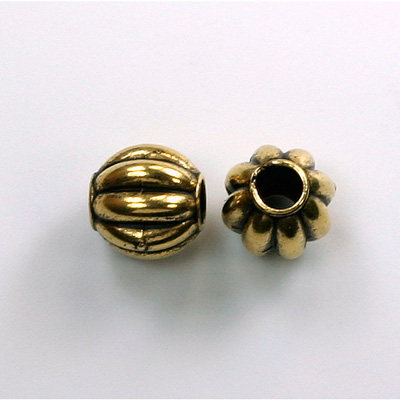 Metalized Plastic Bead - Melon Round 10MM ANT GOLD