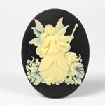Plastic Cameo - Fairy Godmother Oval 40x30MM IVORY ON BLACK