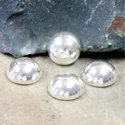 Plastic Flat Back Metalized Cabochon - Round 12MM SILVER