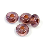 Czech Pressed Glass Bead - Round Rondelle Pony 06x11MM AMETHYST COPPER LINE