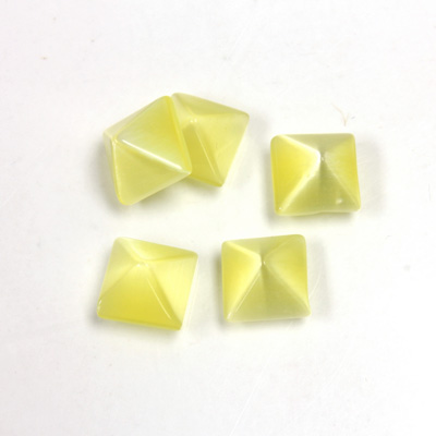 Fiber-Optic Cabochon - Pyramid Top 08x8MM CAT'S EYE YELLOW