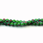 Glass Millefiori Bead - Round 04MM GREEN BLUE RED (18)