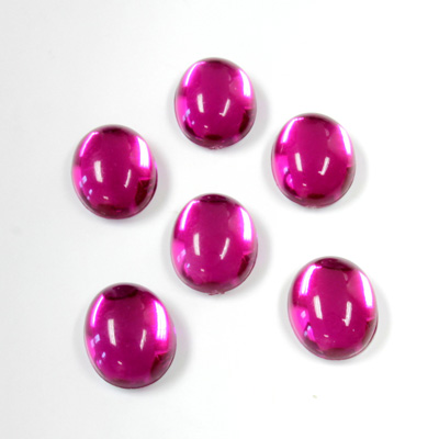 Plastic Flat Back Foiled Cabochon - Oval 10x8MM FUCHSIA