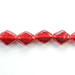 Glass Lampwork Bead - Kite Diamond Shape 13x12MM SILVER FL INLAY RUBY