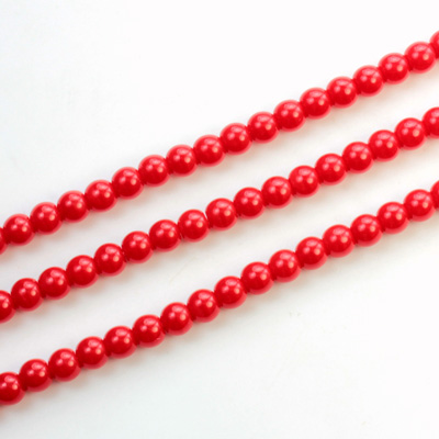 Czech Pressed Glass Bead - Smooth Round 04MM CHERRY RED