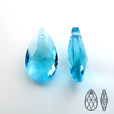 Chinese Cut Crystal Pendant - Pear 22x13MM AQUA