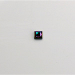 Czech Glass Flat Back Rose Cut Stone - Square 04x4MM IRIS GREEN Metallic Coated