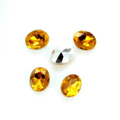 Plastic Point Back Foiled Stone - Oval 10x8MM TOPAZ