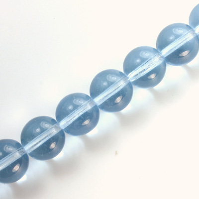 Czech Pressed Glass Bead - Smooth Round 12MM LT SAPPHIRE