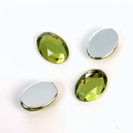 Plastic Flat Back Foiled Rose Cut Rhinestone - Oval 14x10MM OLIVINE