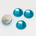 Plastic Flat Back Foiled Cabochon - Round 12MM AQUA